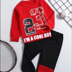 NWOT Boys Number Pattern Sweatshirt and pant set. Size: 5-6T Color: Red